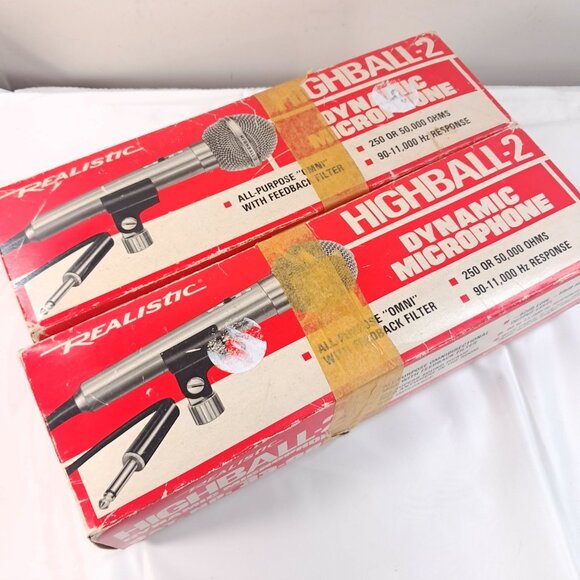 Realistic Dynamic Highball 2 Microphone SET 2 Model 33-985 With Boxes VINTAGE - Picture 1 of 13